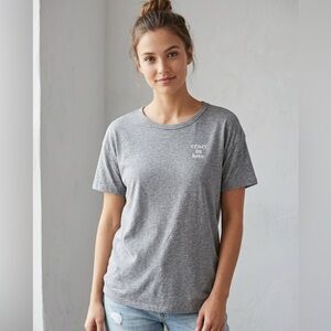 Aerie Crazy in Love Distressed Oversized Tee Gray Small